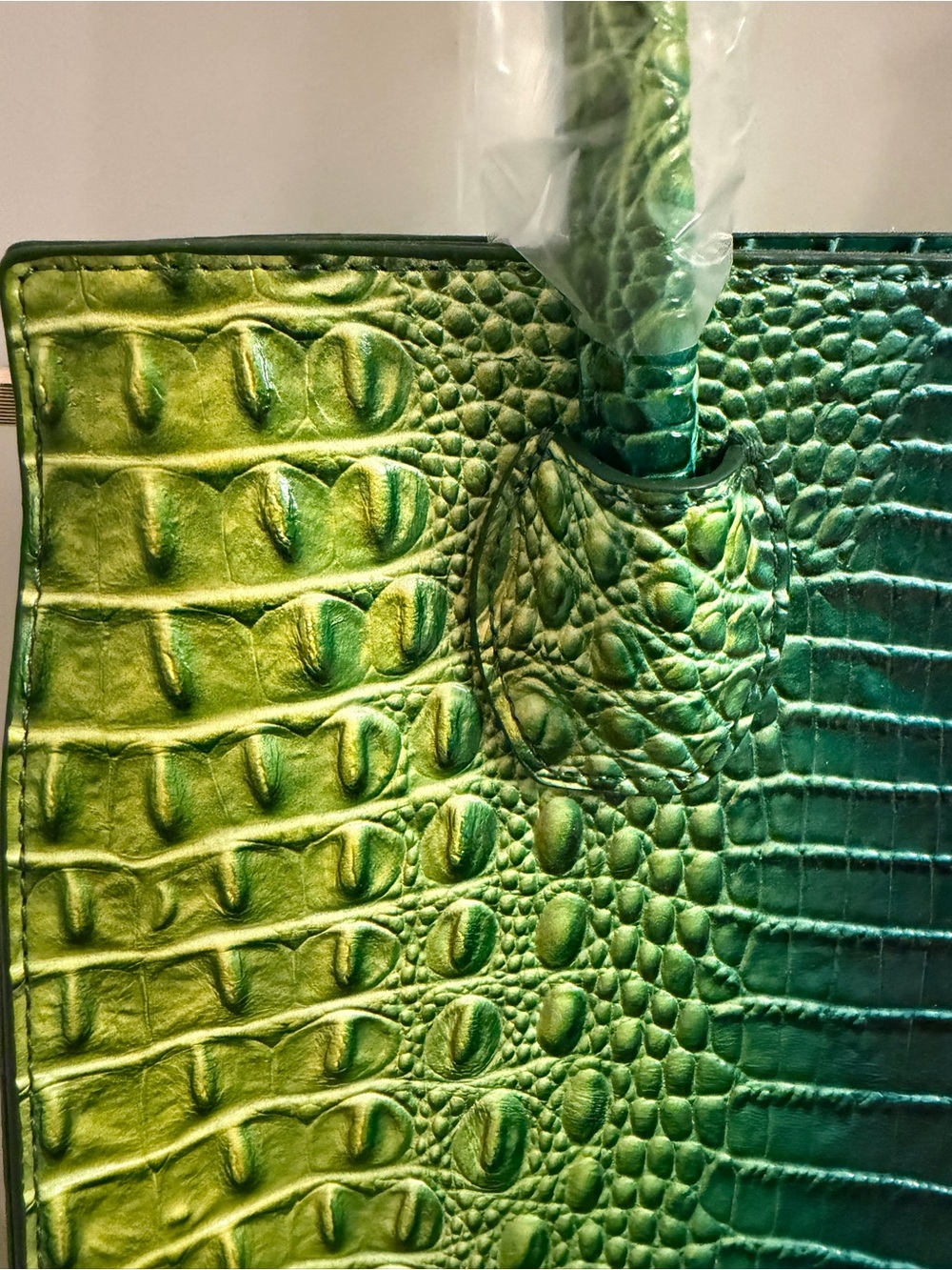 Green Ombre Croc-Embossed Top-Handle Bag - Picture 3 of 6